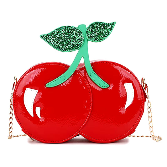 Cute Cherry Shape Chain Shoulder Bag for Women Novelty Purses and Handbags Girls Red Clutch Fun Shape Designer Bag Cross Body